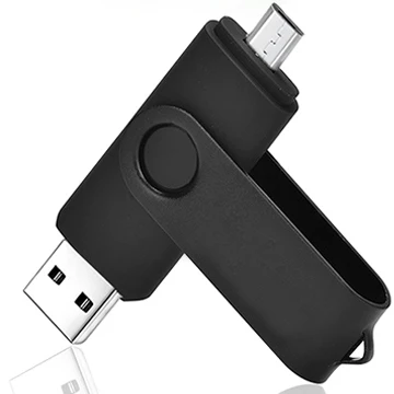 Реальный двойной флеш-накопитель, OTG Android смартфон вращающийся USB флэш-накопитель 64 ГБ 32 ГБ 16 ГБ 8 ГБ Memoria CLE USB Stick флэш-карта - Цвет: Black