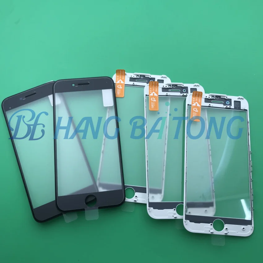 

50pcs/lot Original 3 in 1 LCD Front Touch Screen Glass Outer Lens+OCA glue film for iphone 6 6S 7 8 plus with frame bezel