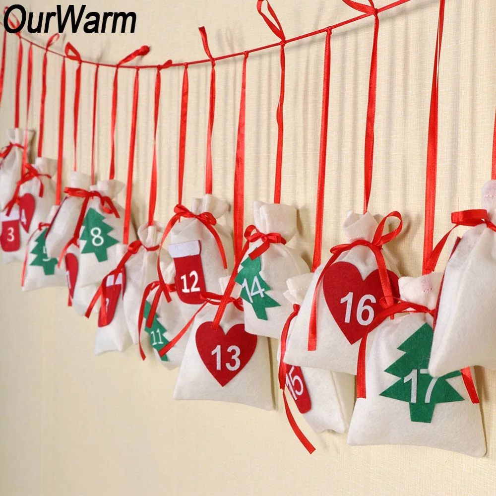 

OurWarm Date 1-24 1-31 Felt Advent Calendar Garland DIY Gift Bag Countdown Calendar New Year's Products Christmas Decorations