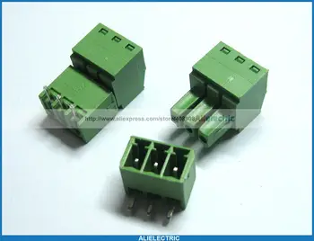 

12 Pcs Screw Terminal Block Connector 3 81mm Angle 3 Pin Green Pluggable Type