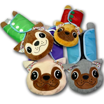 

4PCS Kids Cartoon Plush Bulldog Doll Learn to Dress Teaching Boards Learning Basic Life Skills Zip Snap Button Lacing Tie Toy