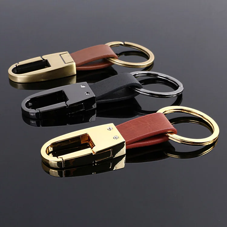 

3 Colors For Metal Letter H Horseshoe Buckle Leather Keychain Litchi Leather Auto Key Chain Car Keyfob Keyholder for Car Keys