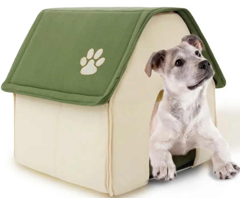 Домашний домик для собак, мягкая кровать для маленьких собак, товары для домашних животных, домик для собак, кошек, теплый питомник, складные кровати для домашних животных, домашняя форма, 2 цвета - Цвет: Зеленый