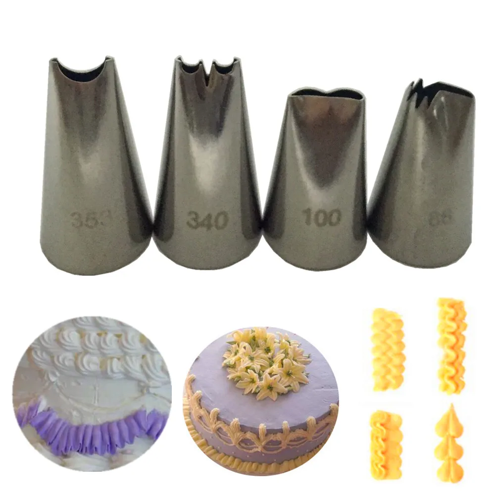 

4 Pcs/set Sawtooth Cream Tips Stainless Steel Icing Piping Nozzles Tips Cake Cream Decorating Cupcake Pastry Tools Baking Tips