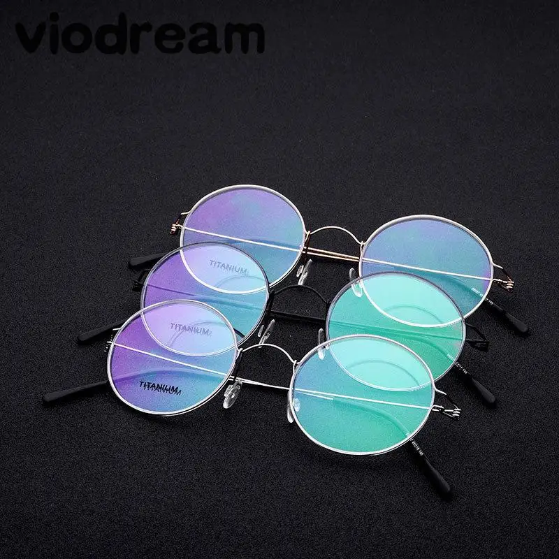Viodream ретро круглые титановые ультра легкие очки без винта тонкие оправы для