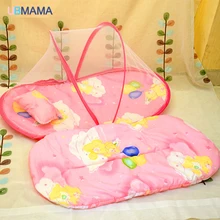 С сетчатым подкладом, складная кровать для маленьких мальчиков, портативные кроватки, не нужно устанавливать, милый узор, красный, синий, кроватка для новорожденных, детская кровать