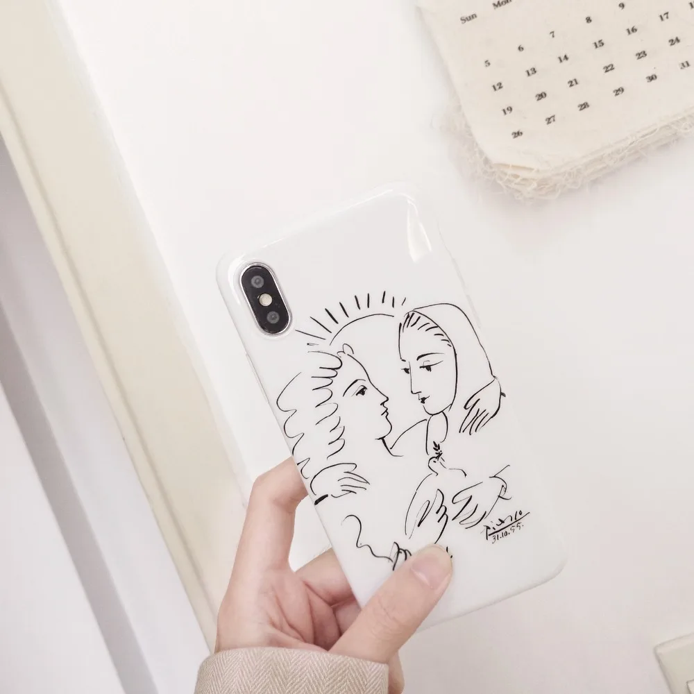 

Ultra-thin Cute Couple IMD Silicone Phone Case For iPhone XSmax XR XS X 8 7 6s 6 Plus White Dove Cover For iPhone 8 Coque Funda