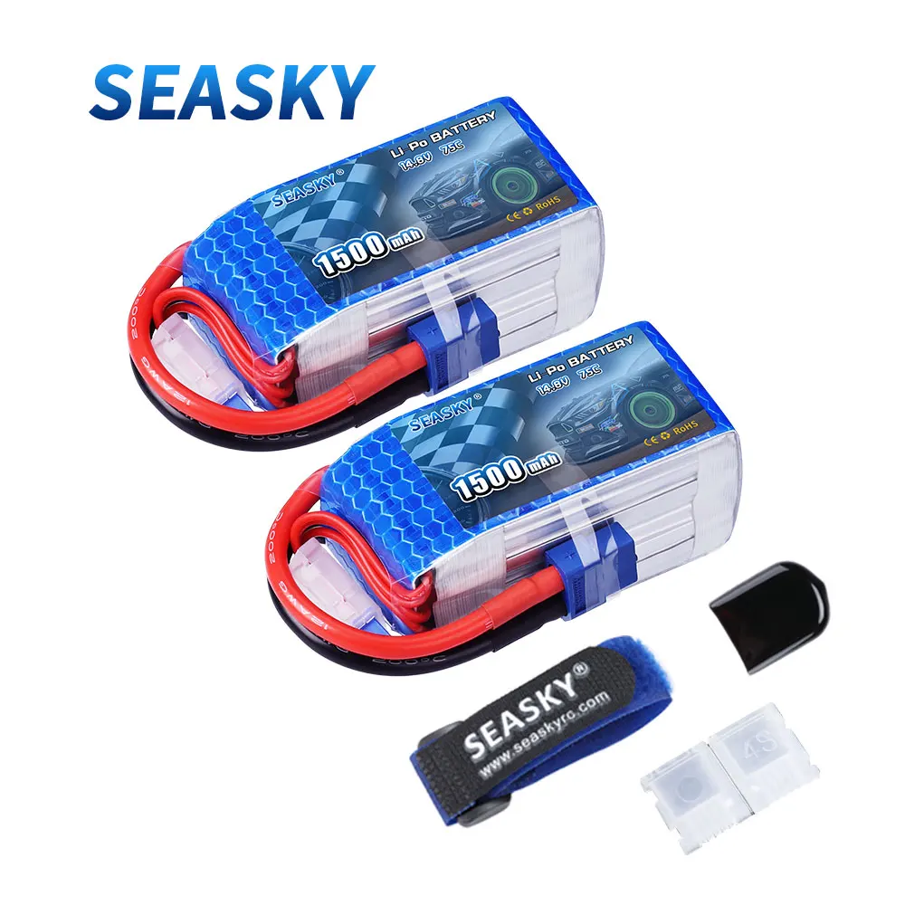

2 Pcs SEASKY LiPo Battery 14.8V 1500mAh 75C max 120C for RC helicopter drone / car / boat / Quadrotor 4S rechargeable