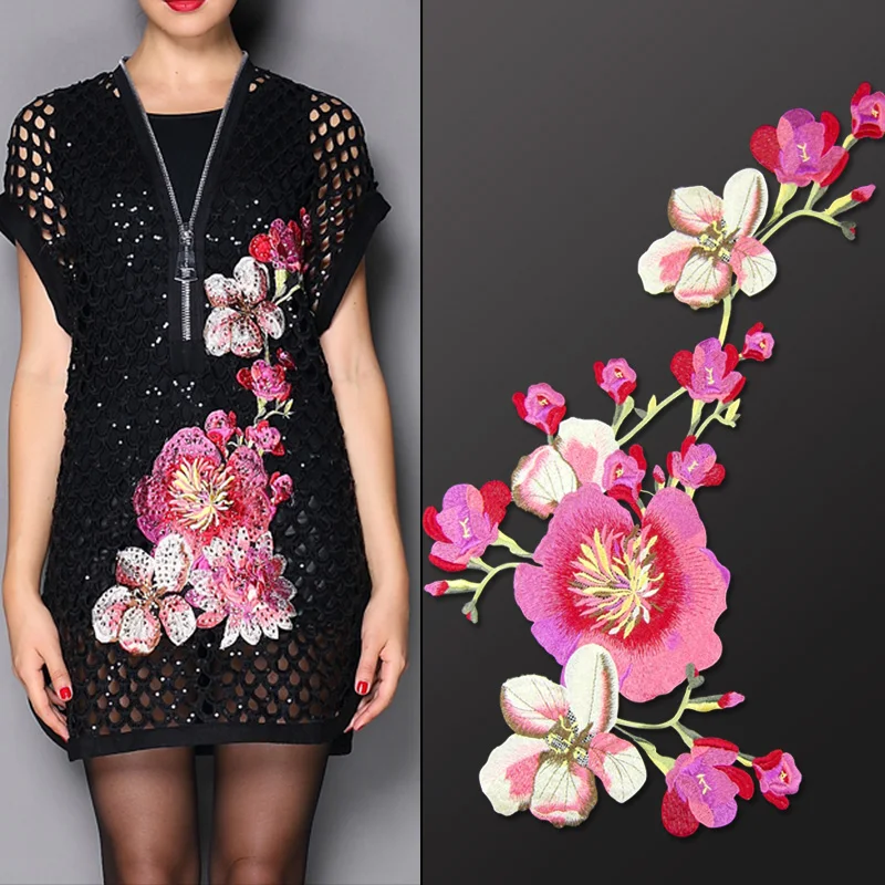 Floral embroidered patch applique vintage flower patch Clothing Sew on