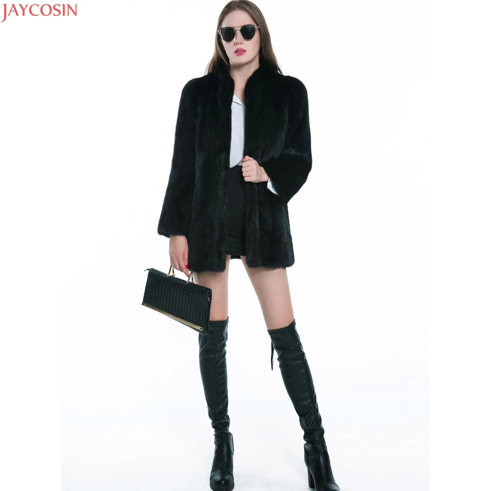 Women Winter Black Fur Coat Long Sleeve Faux Fur Outerwear Lady Short