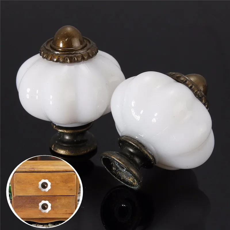 

1pc Ceramic Vintage Cabinet Handles Single Hole Lantern Shape Cupboard Drawer Pulls White Kitchen Door Knobs Furniture Handle