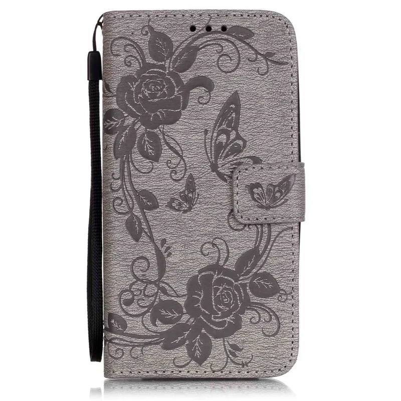 

Double Pattern Butterfly Flower Soft Silicone Cover For LG K7 X210 X210DS MS330 Leather Case lip Wallet Stand With Lanyard