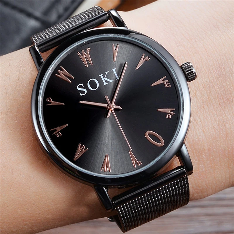

Scissor shape Digital Women Watch SOKI Brand Quartz Modern Creative Mesh Strap Casual Round Simple Watch Relojes para mujer