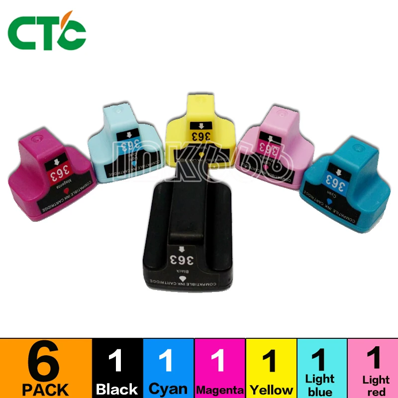 6 совместимых чернильных картриджей 363 XL C7160 C7280 C8180 D6160 D6180 D7145 D7155 C6200 3108 3110 C5100 C5140 C5150