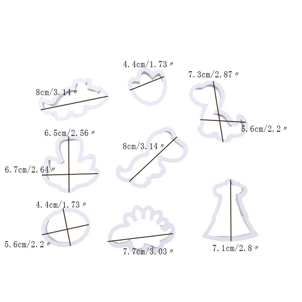 8 шт./компл. животных Форма формочки для печенья в виде динозавра формочки для печенья, Пластик печенья украшения пресс-форм