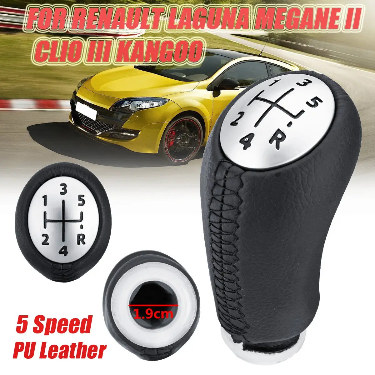 Matte cap black 5 Скорость матовый блесек для губ Кепки Шестерни ручка из искусственной кожи головы палка для Renault Laguna Megane 2 Рено Клио 3 2003-2009 Scenic2 Kangoo 2009 - Название цвета: Matte cap black