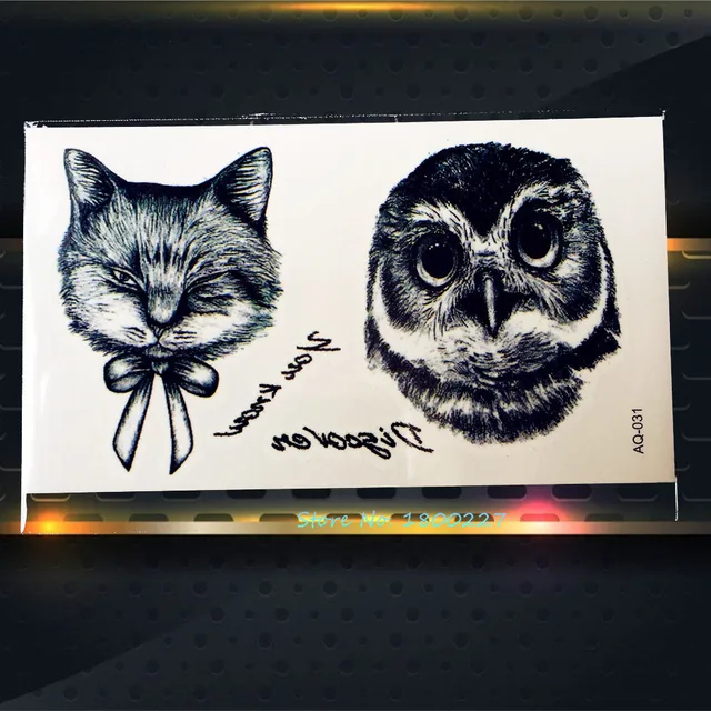 1PC HOT 3D Owl Temporary Tattoo Stickers Women PAQ-031 Fake Flash Tattoo Paste Cat Owl Design Style Tattoo Adhesive Paper 1PC HOT 3D Owl Temporary Tattoo Stickers Women PAQ-031 Fake Flash Tattoo Paste Cat Owl Design Style Tattoo Adhesive Paper