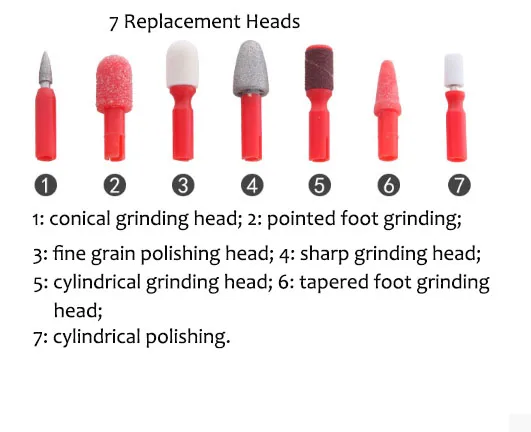 Электрическая точилка для ног, набор для ухода за руками, аппарат для красоты, ороговевшая кожа мозоли на батарейках, полировка 7 сменных головок