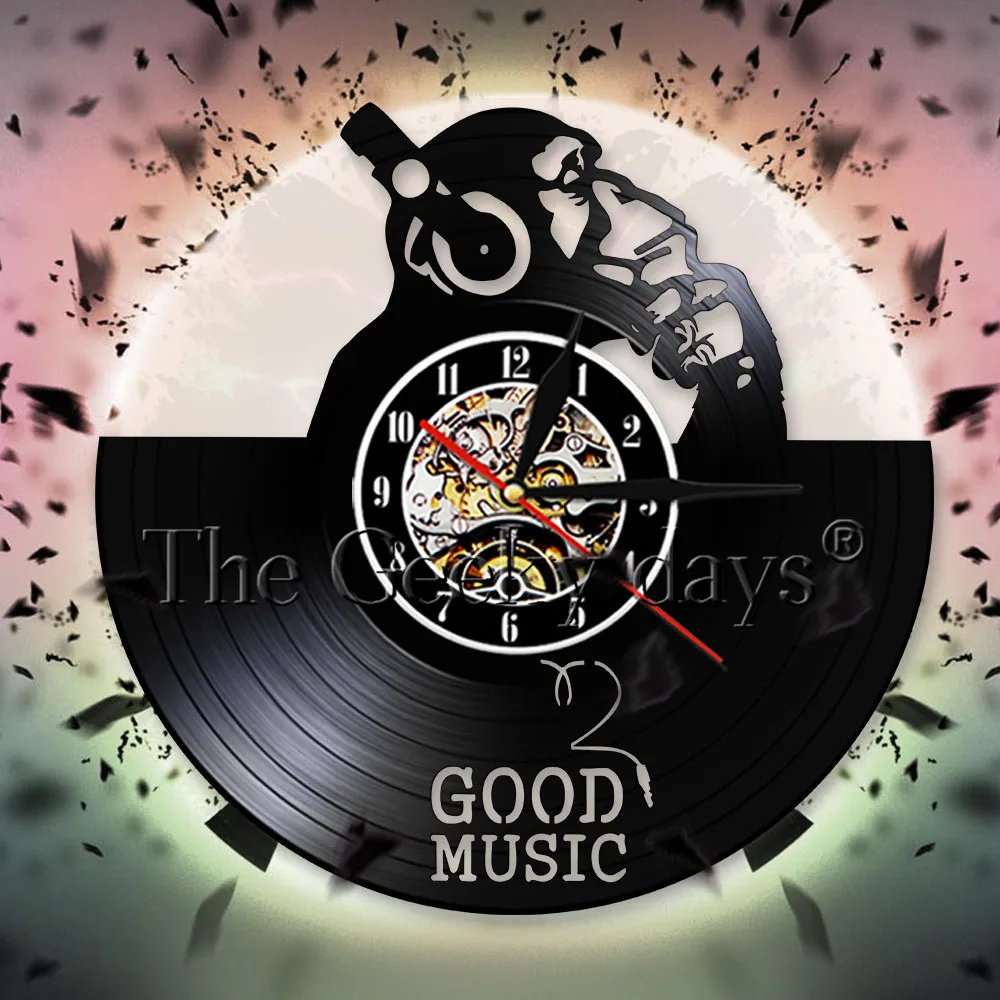 Chimp Thinker Monkey Gorilla 3D настенные часы для наушников виниловые с надписью I Love Good Music