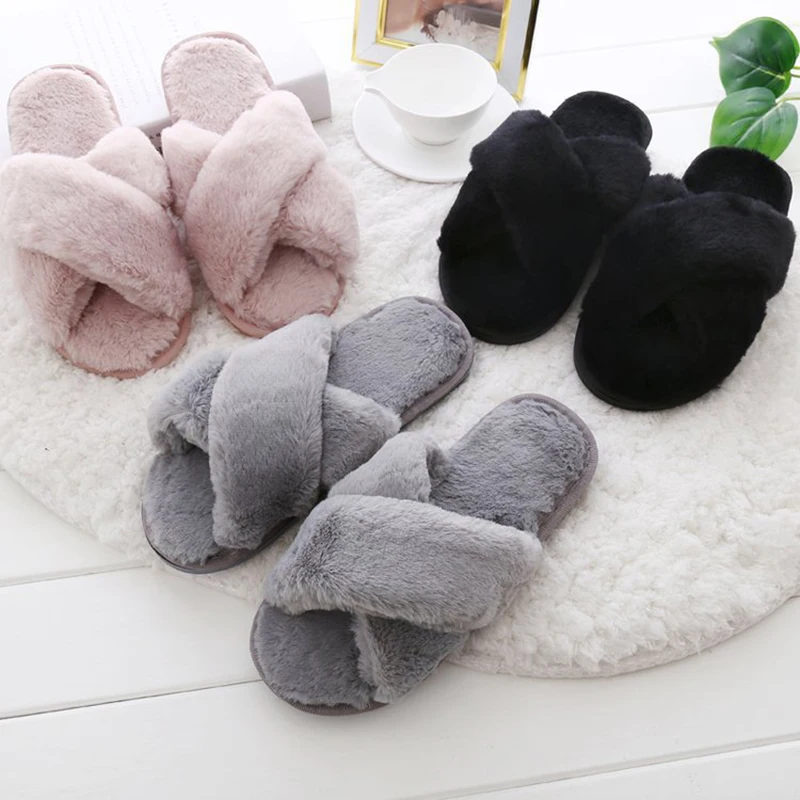 Fur Slipper Winter Women Soft Cotton Home Indoor Slippers Ladies Slip on Shoes Fashion Platform Casual House Slipper QVT32 xiaokaixin fashion ladies home shoes woman winter animal style indoor warm cotton house slippers pregnant women non slip slipper