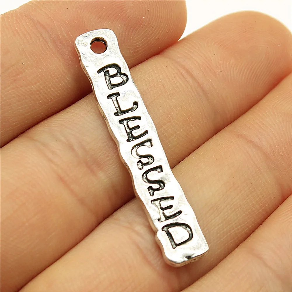 Подвески Blessed Tag DIY ювелирные изделия антикварные серебряные цвета тон 1 6x0 3 дюйма