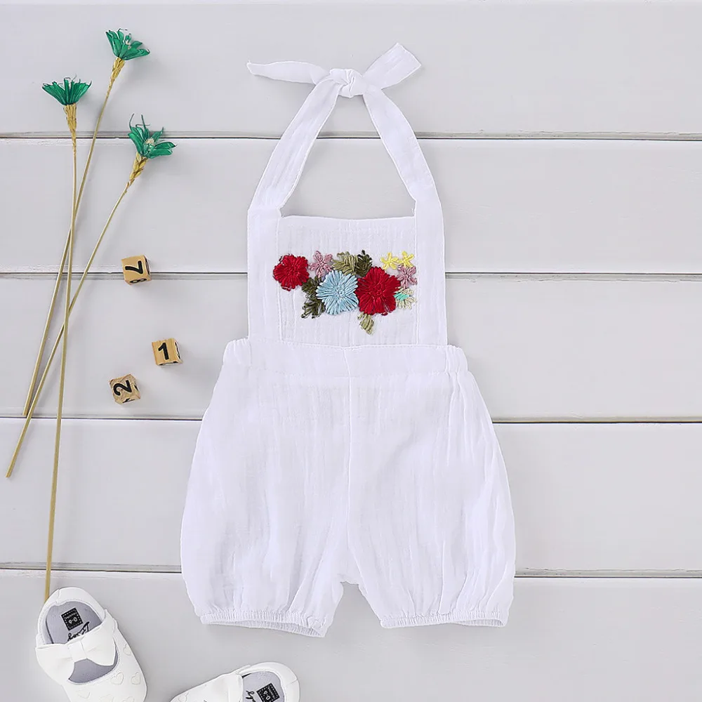 

Baby Girl Clothes Sleeveless Embroidery Flower Backless Romper Jumpsuit Clothes Ropa BebeRopa Bebe Recien Nacido Macacao Bebe
