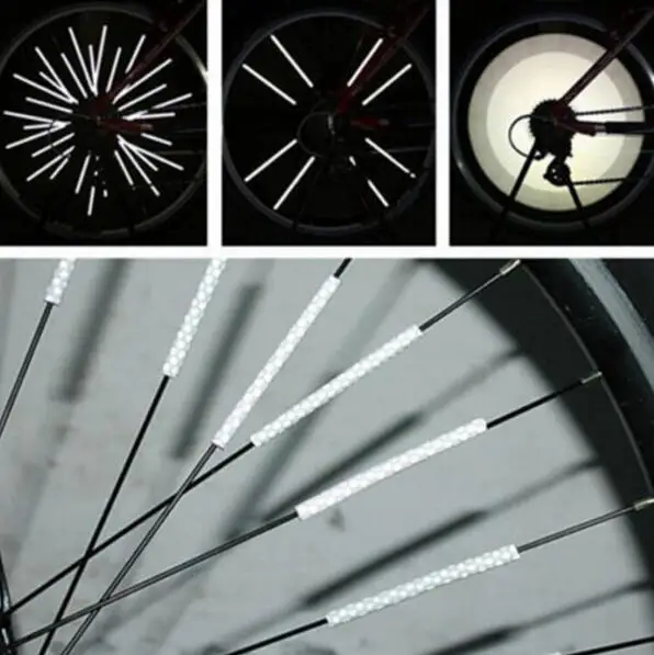Excellent 12Pcs Bicycle Mountain Bike Riding Wheel Rim Spoke Mount Clip Tube Warning Light Strip Reflector Reflective Outdoor 75mm 9