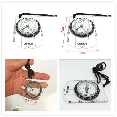 

1Pc Baseplate Ruler Map Scale Camping Hiking Walking Survival Compass Emergency