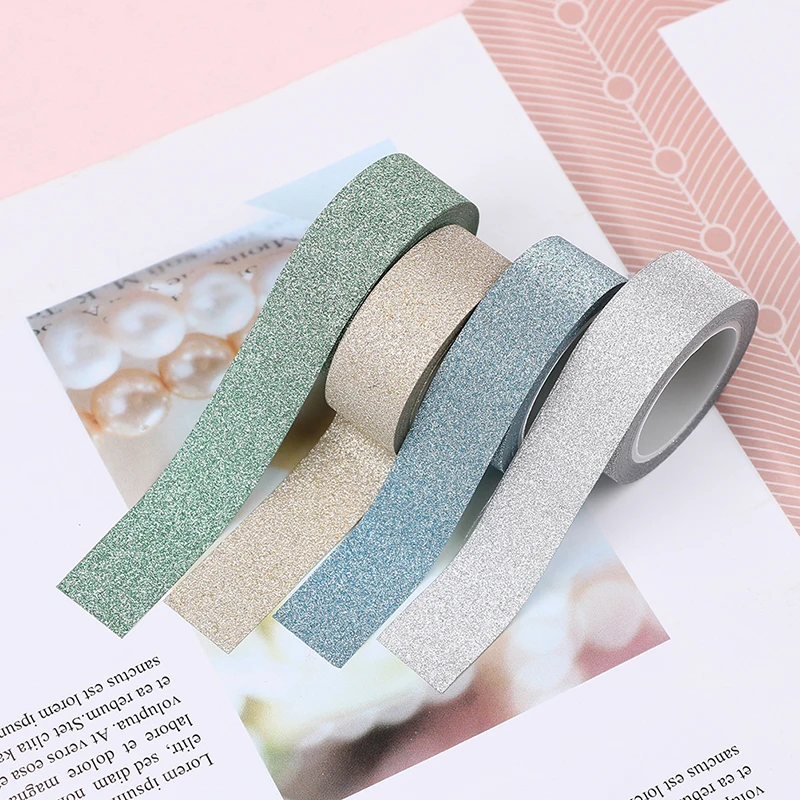

1 Roll 5M DIY Self-adhesive Glitter Washi Paper Tape Sticker Wedding Birthday Festival Christmas Decoration Home Decor