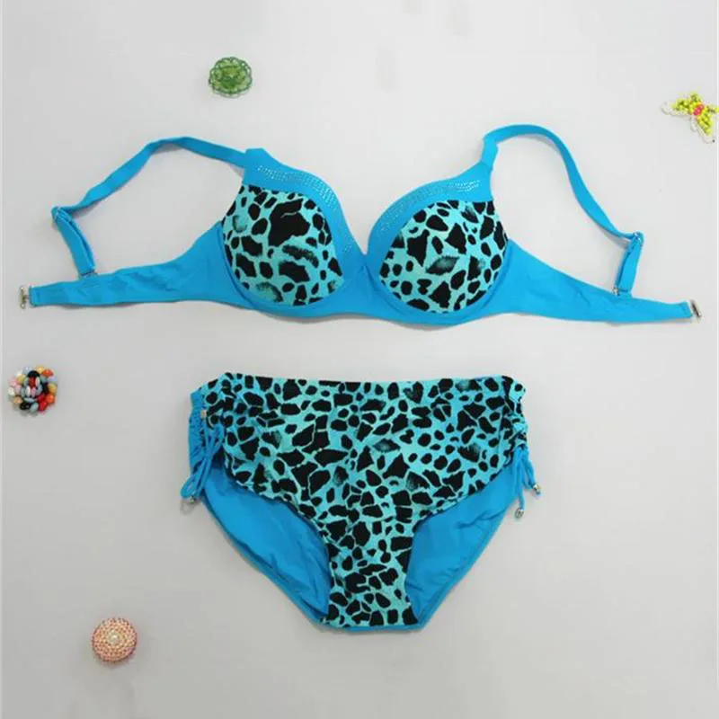 

Women's plus size women leopard print russia bikini swimwear rhinestones women swimsuit hight waist vintage beachwear