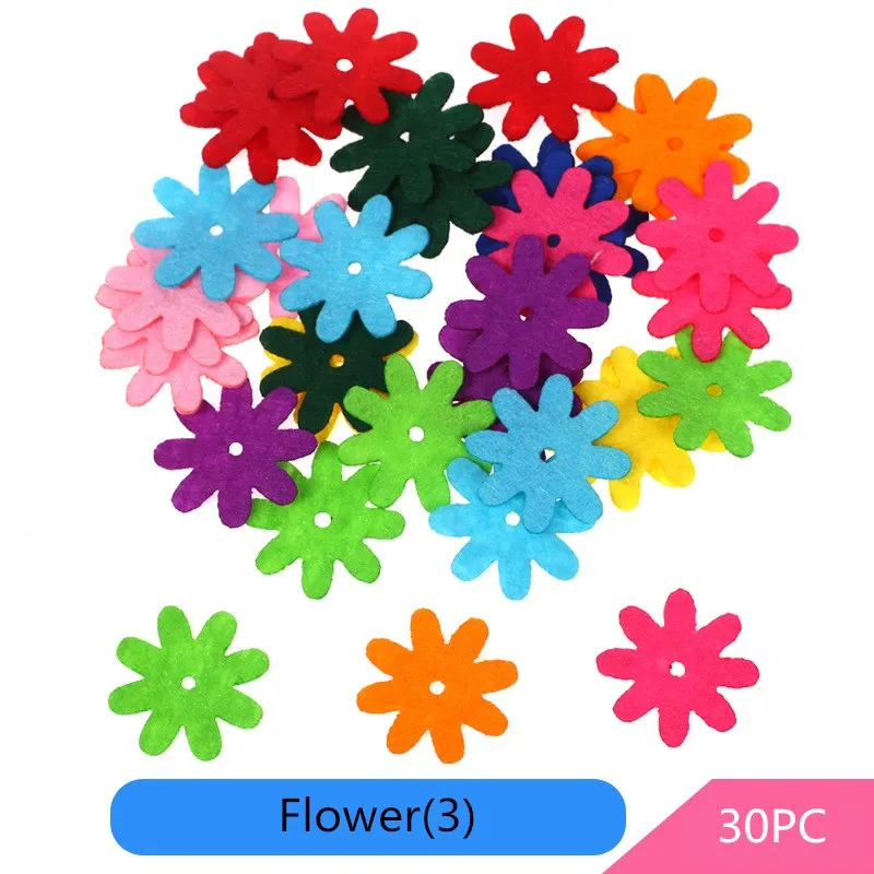 Children DIY Creative Cute Non-woven Fabric Patch Kids Sewing Craft Supplies Scrapbooking Decoration Stickers Handmade Materials - Цвет: Flower3 30PC