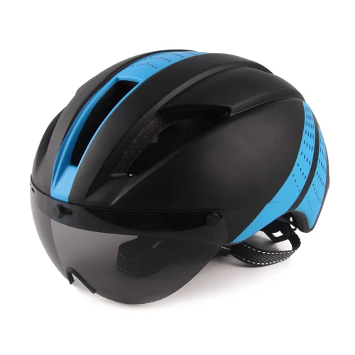 black blue Aero Goggles велосипедный шлем Триатлон TT гоночный дорожный велосипедный шлем мужской солнцезащитный козырек 3 линзы велосипедные шлемы Велосипедный спорт Safet cap - Цвет: black blue