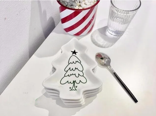 Скандинавском стиле Минималистичная линия Рождественская елка форма костяного фарфора керамическое блюдце десерт гайка dip милое маленькое блюдо N235