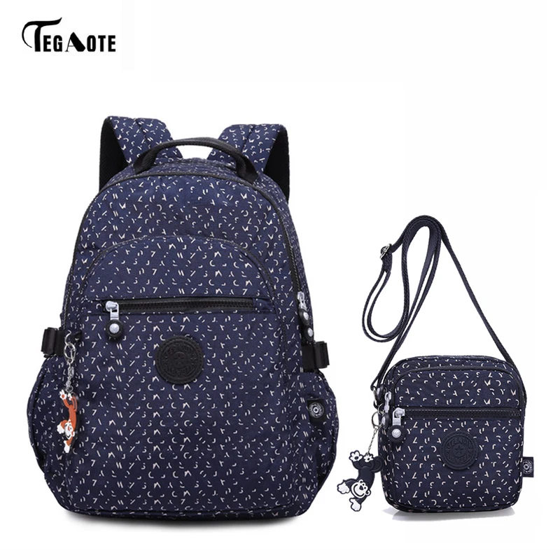 Goedkoop TEGAOTE Classic Schooltassen voor Tienermeisjes 2 pcs Tas Set Vrouwen Rugzakken Studenten Boek Tassen Crossbody Satchel Rugzak Moclila