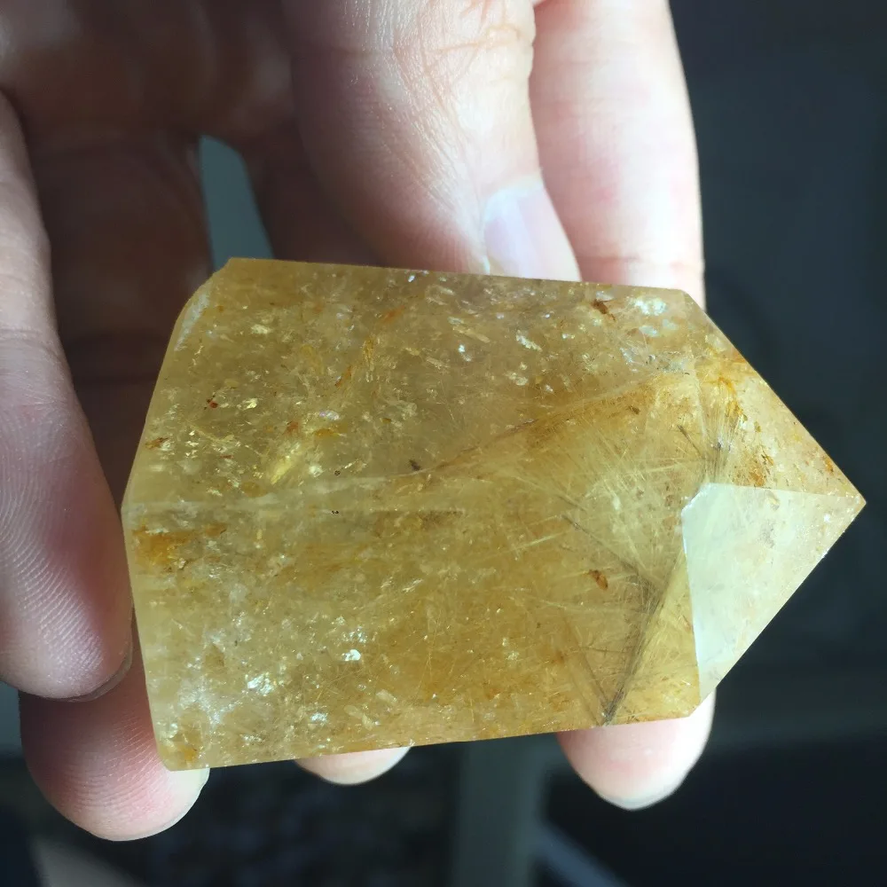 

81g Natural Rutilated Quartz Crystal Wand Healing Stone HD97