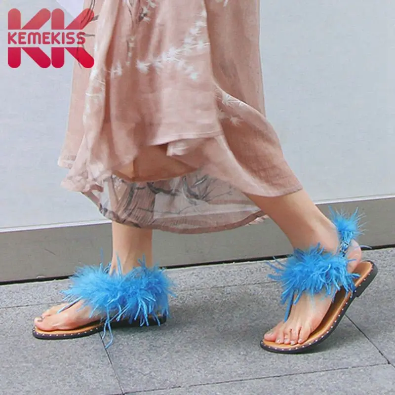 

KemeKiss Flats Sandals Women Summer Flip Flops Colorful Further Flip Flops Women Casual Beach Flat Slides Shoes Size 34-43