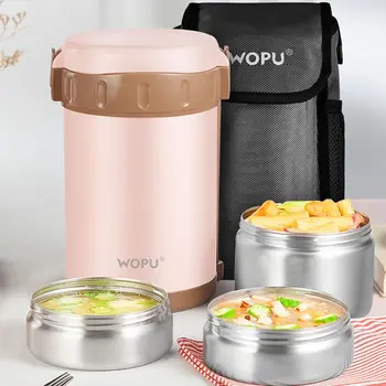

1800ml high quality large Stainless steel insulation barrel vacuum lunch box 3 Tiers Lunch Pail Insulated Food Storage jar