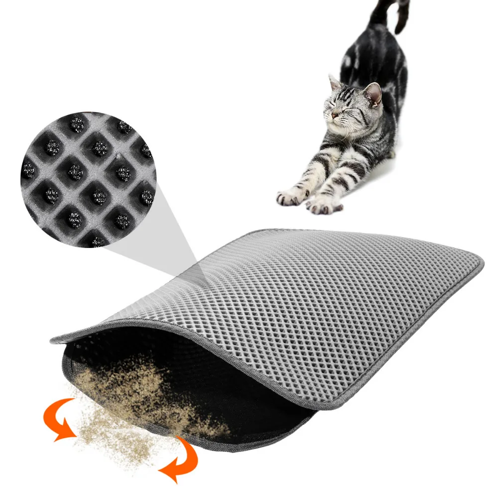 Cat Litter Mat Trapper with Catnip Folding Waterproof Convex Sifting