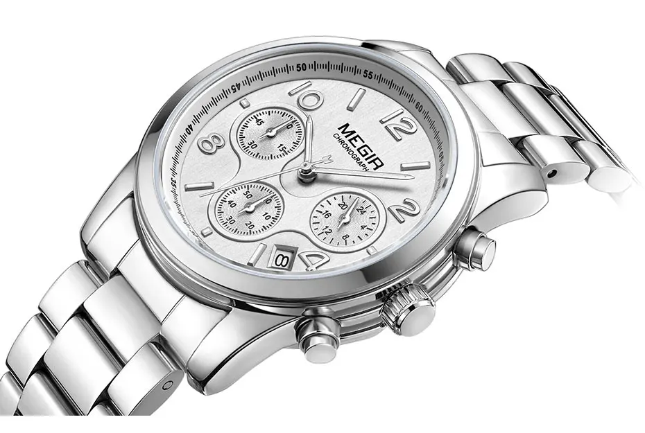 com ouro aço inoxidável bracelete calendário display