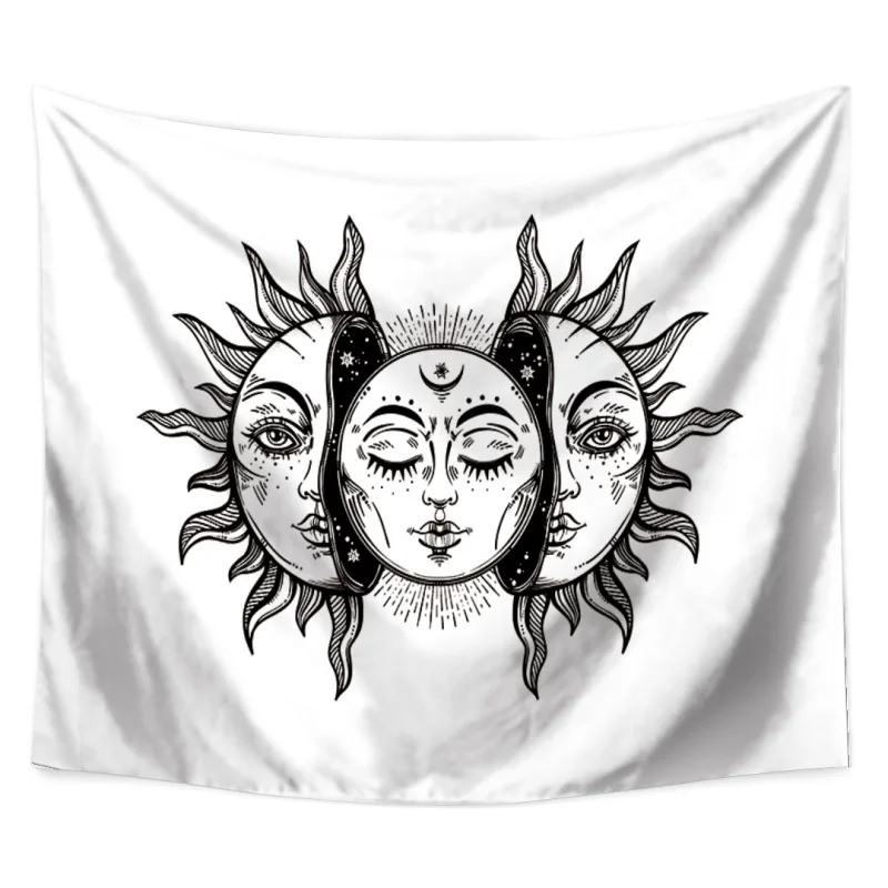 

Sun and Moon Psychedelic Tapestries Polyester Fabric Hippie Bohemian Print Home Decor Wall Hanging Tapestry 59" x 51"