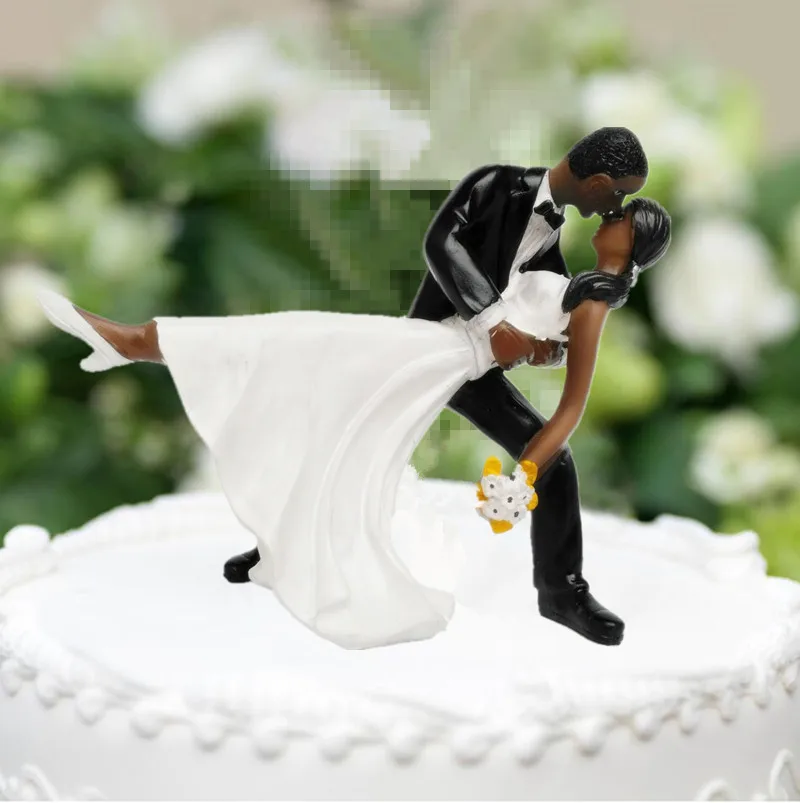 SCHOLMART African American Wedding Cake Topper – Black Couple Resin Figurine, Hand Painted – 6.3 Inch Tall - View #6