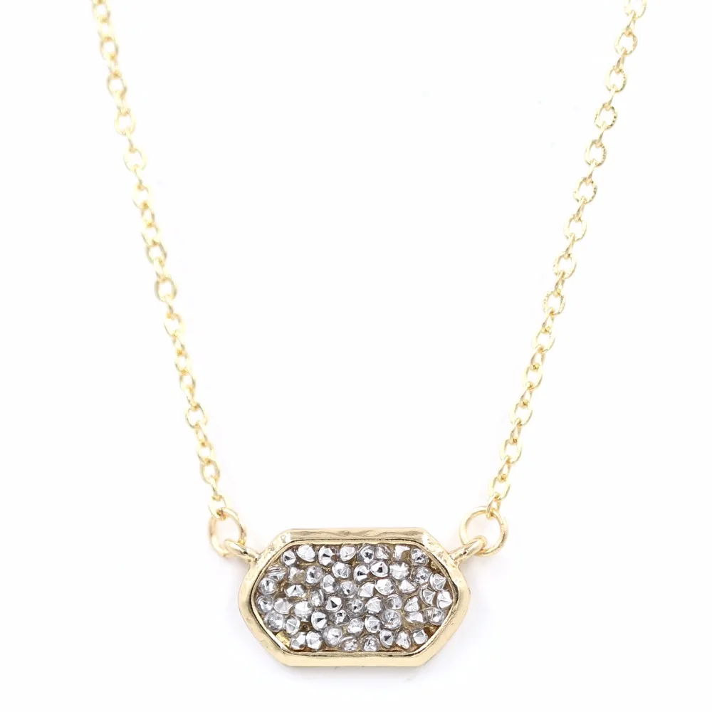 

Geometric Oval Pave Resin Crystal Necklace Pendant