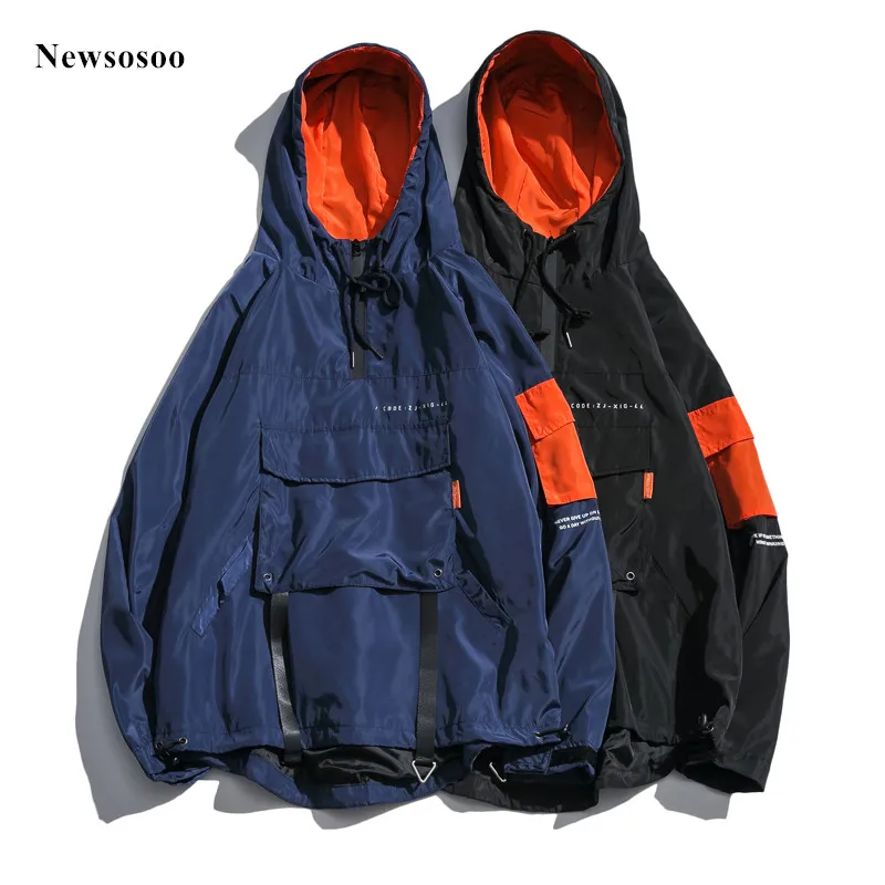 Newsosoo Men New Hooded Windbreaker Jacket Front Pocket ...