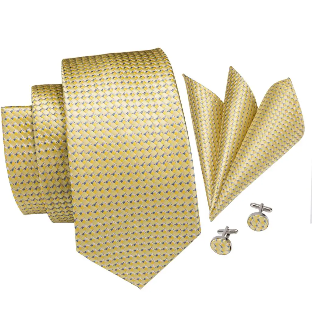 Hi-Tie Золотой однотонный галстук Hanky запонки наборы мужские длинные последние шелковые галстуки для официальных свадеб желтые Галстуки SN-3232