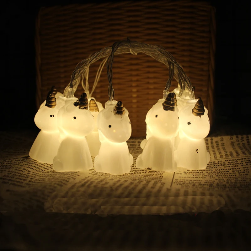 

Kawaii Unicorn LED String Night Light 1.5M 10LED Christmas Halloween Party Kids Party Garden Bedroom Background Decor