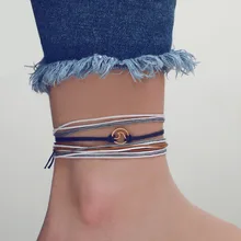 JCYMONG 4 шт Boho простая веревка-цепь ножные браслеты золотого цвета спрей, металлический браслет на лодыжке на ноге бижутерия для ног для женщин