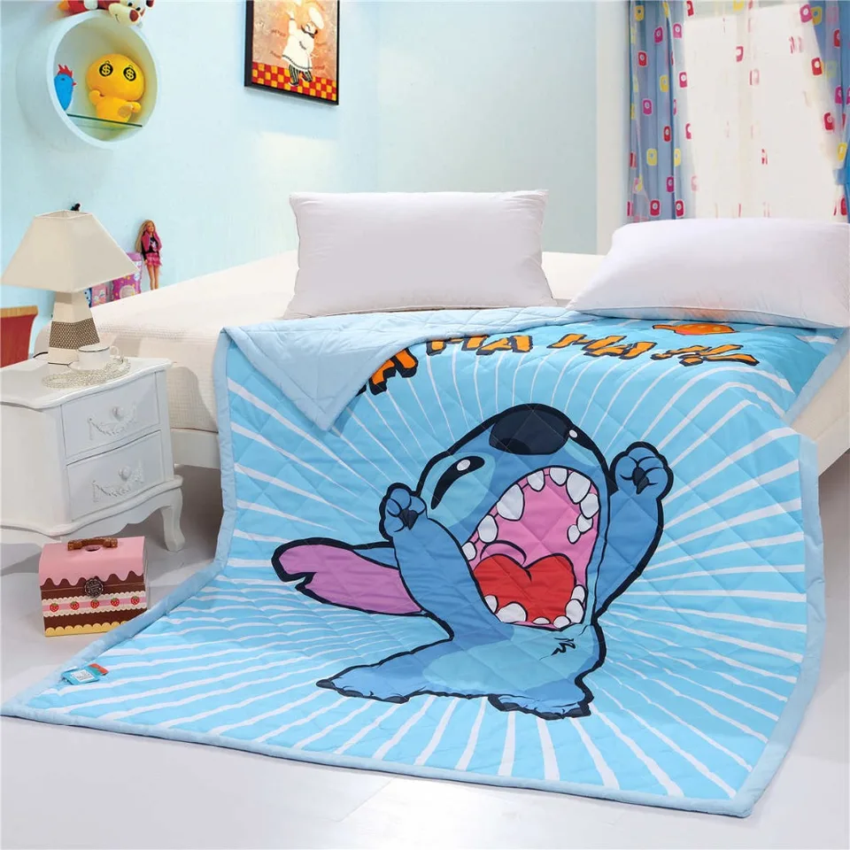 Disney Lilo Und Stitch Stepp Bettdecken Twin Voll Konigin Grosse Decke Cartoon Blau Sommer Quilt Dunne Troster Kind Geschenk