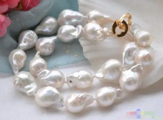 

Hot sale new Style >>>>> Lustre 17" 20mm WHITE DRIP BAROQUE KESHI REBORN PEARL NECKLACE