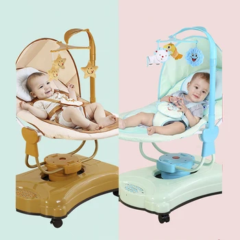 

Intelligent baby electric rocking chair children automatic rocking shaker with wheels easy to move electric rocking chair