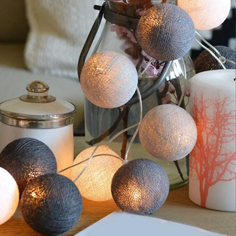 

3M 20 LEDs Colorful Cotton Ball LED String Christmas Wedding Party Fairy Lights AC/battery powered EU plug